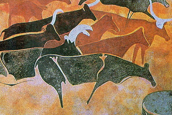 Cave painting from the Tassili n'Ajjer mountains,sub-Saharan Africa